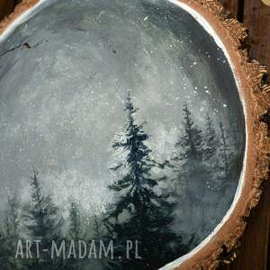 Księżycowy Las | Obraz Akrylowy na Drewnie | 24 cm | Handmade