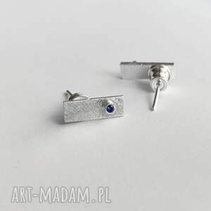 prostokąt kolczyki srebro, cyrkonia, zmatowione, prezent