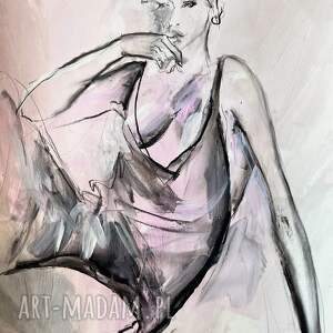 Obraz 50x70 Pink - akryl i węgiel w jasnych różach