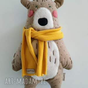 hand-made maskotki miś z szalikiem - leśna przytulanka
