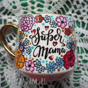 Prezent Ręcznie malowany kubek w kwiaty DZIEŃ MATKI