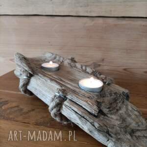 drewniany, swiecznik