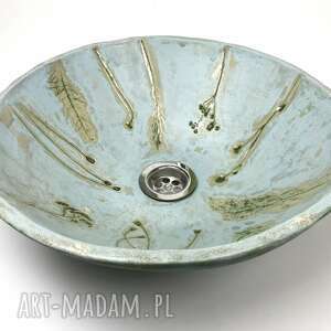 ceramiczna nablatowa umywalka błękitna łąka, ceramika użytkowa gliny