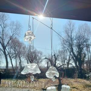 Szklany mobil dekoracyjny do wnętrza - ręcznie robione dzwoneczki