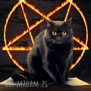 Plakat gotycki czarny kot i pentagram Hippograph - 60 x 84 cm (bez ramy)
