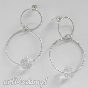 Okrągłe kolczyki Swarovski Elements ze srebra 925 - na sztyftach, matowe - handmade