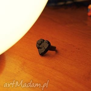 handmade pierścionki pierścionek czarne serce