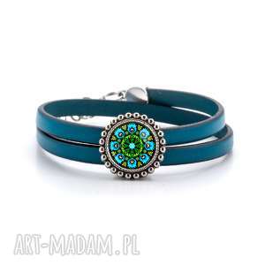 bransoletka z rzemienia - otok, ludowa, kwiatowa, folk, kolorowa, rzemyk