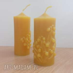 klasyczne świece wykonane ręcznie z naturalnego wosku pszczelego, kpl 2 szt