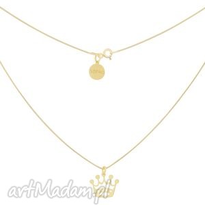 złoty naszyjnik łańcuszek z koroną, żmijka, modowy