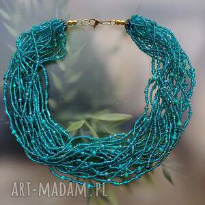 Naszyjnik Korale Szkło Emerald Zielone, kolorowy unikat