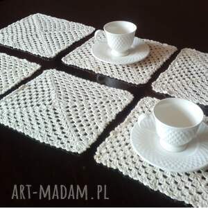 komplet 6 szt podkładek ecru, serwetka, obrus bieżnik
