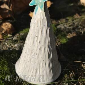 Ręcznie robiona biała choinka ceramiczna 13-14 cm - szkliwiona i dwukrotnie wypalana
