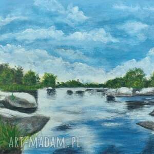 OBRAZ RĘCZNIE MALOWANY AKRYLOWY ZATOPIONE W BŁĘKICIE 24x30cm