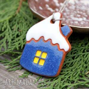 chatka - zawieszka ceramiczna domek śnieg choinkę, ozdoba świąteczna