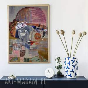 plakat 50x70 cm - dama z perłą, wydruk, twarz, postać kobieta