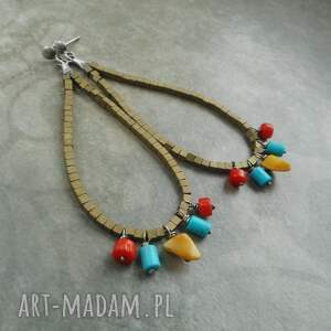 kolorowe boho, kolczyki, srebro, biżuteria