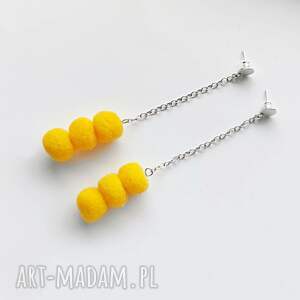 okrąg kolczyki, srebro, pompon zmatowione, pod choinkę prezent