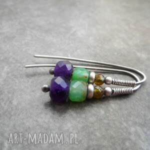 minerały na haku, lekkie kolczyki, z kamieniami