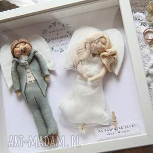 Anioł ślubny z personalizacją - pamiątka anioły miłości w ramce