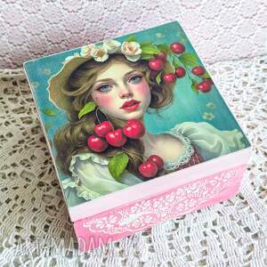 pudełko drewniane - wiśnie sweet time niej na herbatę