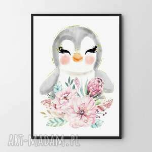 Hogstudio: plakat obraz pingwin 40x50 cm - pokój dziecka dziecięcy, dla dziecka