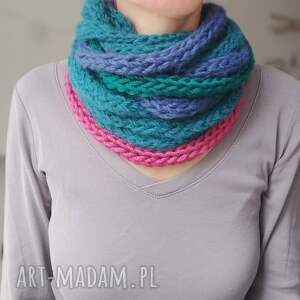 Szal/zamotka szalik morsko wrzosowy, ciepły, komin