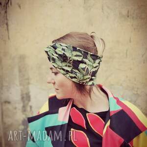 opaska w liście monstera turban, boho, etno, folk