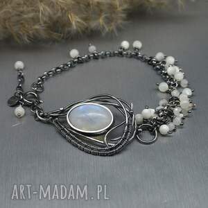 branickaart kamień księżycowy bransoletka donnamira, masa perłowa, wire wrapping