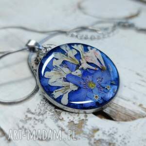 naszyjniki kolczyki z suszonymi kwiatami żywica wisior, vintage, suszone kwiaty