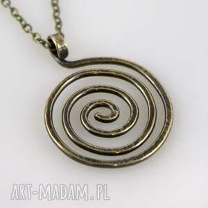 spiralny - mosiężny wisiorek 2310 08, prosty naszyjnik, biżuteria etno