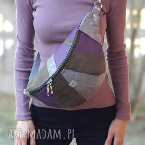 patchworkowa nerka xxl z łączonych tkanin, mini plecak, nerkoplecak na prezent