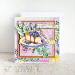 handmade scrapbooking kartki kartka uniwersalna - najlepsze życzenia - sernik