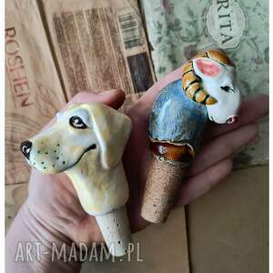 korek baran i labrador, ceramika do wina, pies, zatyczka