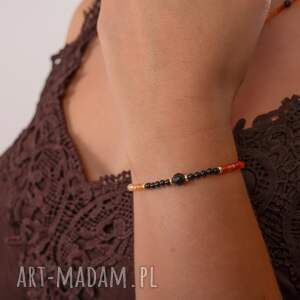 Bransoletka z karneolem, bursztynem, turmalinem i spinelem, Srebro 925