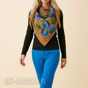 chustki i apaszki miodowa chusta handmade wełniana,dl 160cm,szer 91, elementy