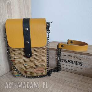 torebka z wikliny papierowej ayacase, wiklina i skóra, skóra