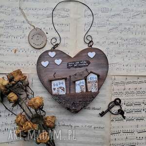 ozdobne serce z drewna na walentynki, pomysł prezent, prezent dla mamy taty