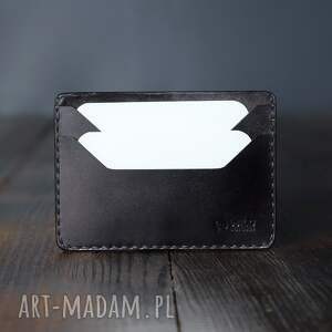 handmade minimalistyczny portfel skórzany czarny na karty