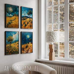 zestaw plakatów 4x 50x70 cm w stylu van gogha set222 włoski pejzaż plakaty