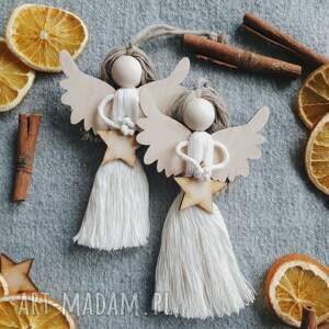dekoracje świąteczne makramowy aniołek, ozdoba, prezent, boże narodzenie