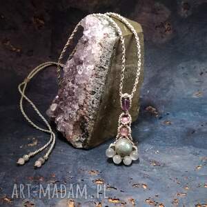 handmade naszyjniki królicza łapka amulet na szczęście labradoryt ametyst turmalin