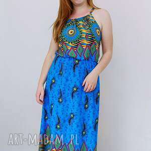 bluzy sukienka damska letnia summer pawie piórka niebieska