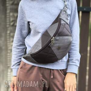 Nerka XXL damska szaro-brązowa patchworkowa handmade