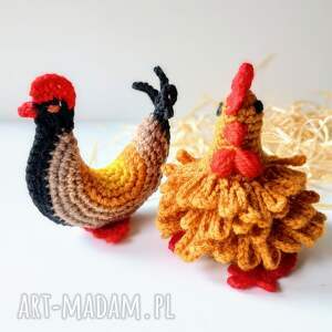 parka kurczaków/ dwie kurki/ ozdoby świąteczne/ szydełkowe ręcznie