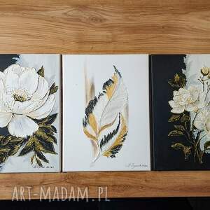 tryptyk glamour złoto i czerń - nowoczesne obrazy strukturalne 90/110x40cm