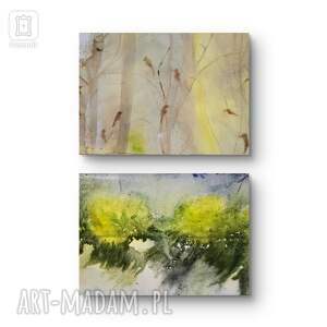 Akwarela leśne śpiewy kompozycja, obraz krajobraz, las