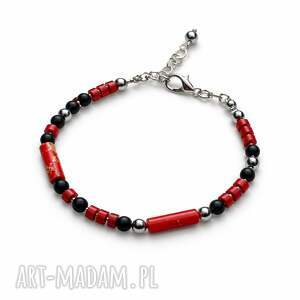 bransoletka z czerwonego korala i jaspisu cesarskiego