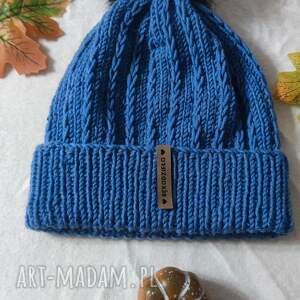 czapka z wełny 100 merino, rękodzieło wełniane czapki na drutach