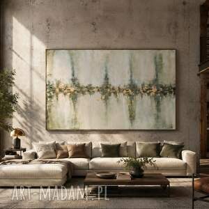 Zielony obraz abstrakcyjny do salonu 140x80 cm